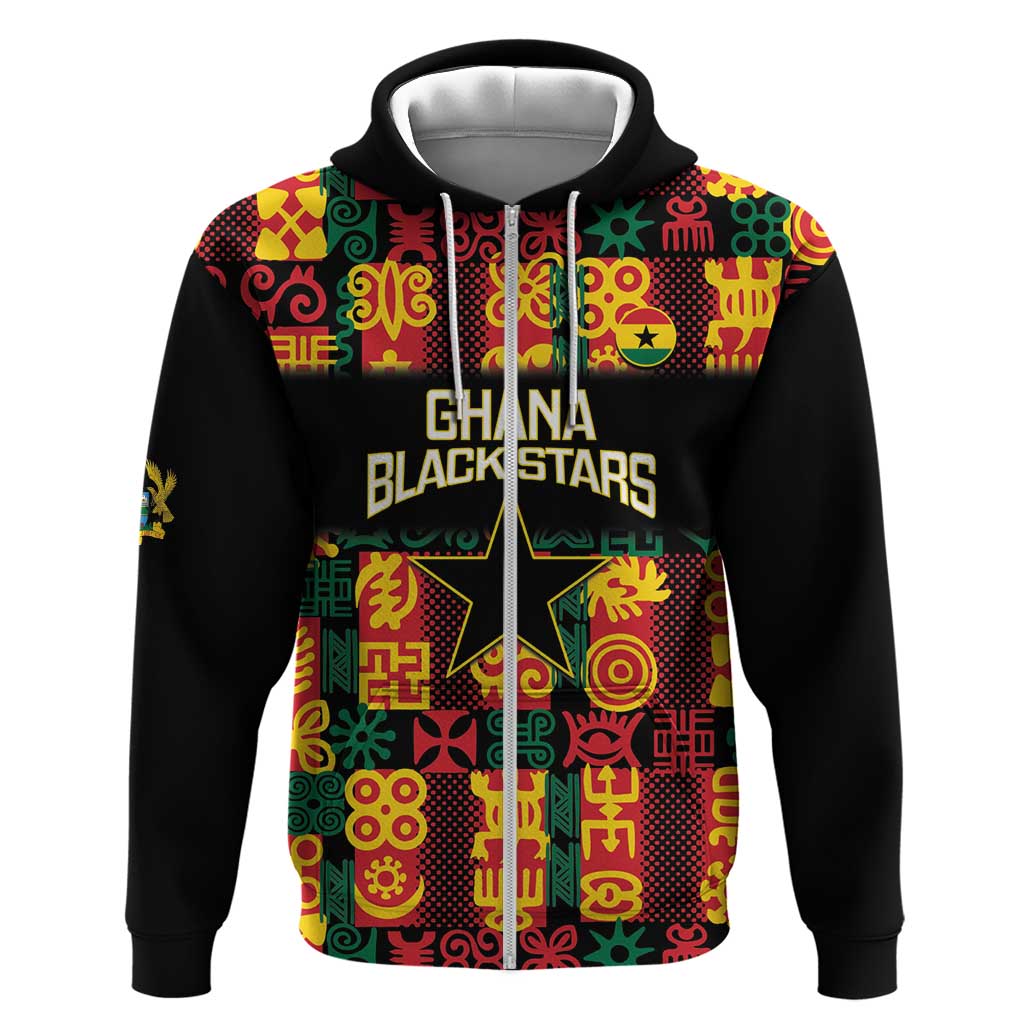 Custom Ghana Black Stars Hoodie Adinkra Pattern - Football Style