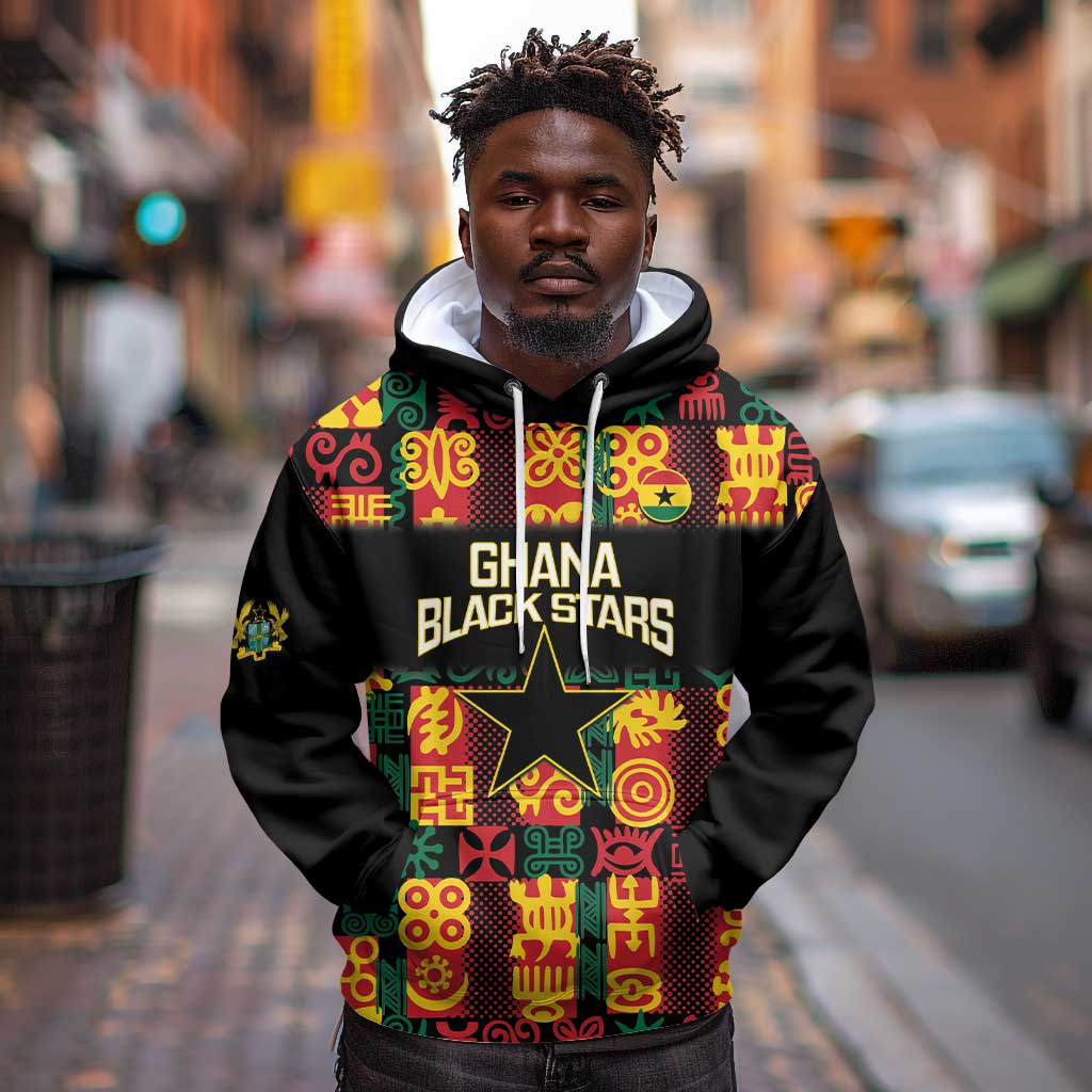 Custom Ghana Black Stars Hoodie Adinkra Pattern - Football Style