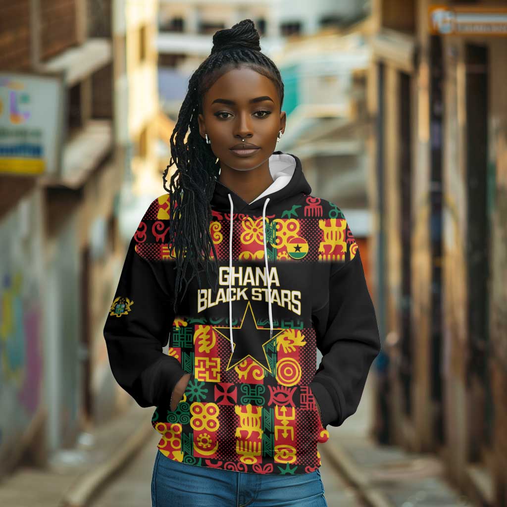 Custom Ghana Black Stars Hoodie Adinkra Pattern - Football Style