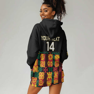 Custom Ghana Black Stars Hoodie Dress Adinkra Pattern - Football Style
