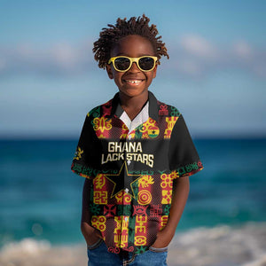 Custom Ghana Black Stars Kid Hawaiian Shirt Adinkra Pattern - Football Style