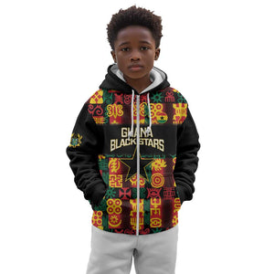 Custom Ghana Black Stars Kid Hoodie Adinkra Pattern - Football Style