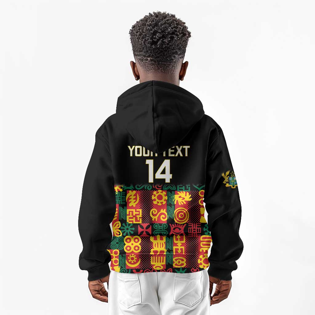 Custom Ghana Black Stars Kid Hoodie Adinkra Pattern - Football Style