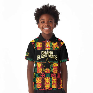 Custom Ghana Black Stars Kid Polo Shirt Adinkra Pattern - Football Style