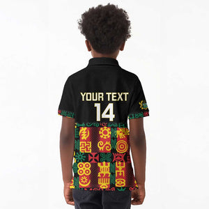 Custom Ghana Black Stars Kid Polo Shirt Adinkra Pattern - Football Style