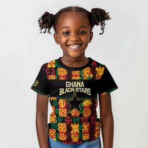 Custom Ghana Black Stars Kid T shirt Adinkra Pattern - Football Style