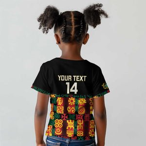 Custom Ghana Black Stars Kid T shirt Adinkra Pattern - Football Style