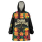 Custom Ghana Black Stars Kid Wearable Blanket Hoodie Adinkra Pattern - Football Style