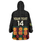 Custom Ghana Black Stars Kid Wearable Blanket Hoodie Adinkra Pattern - Football Style