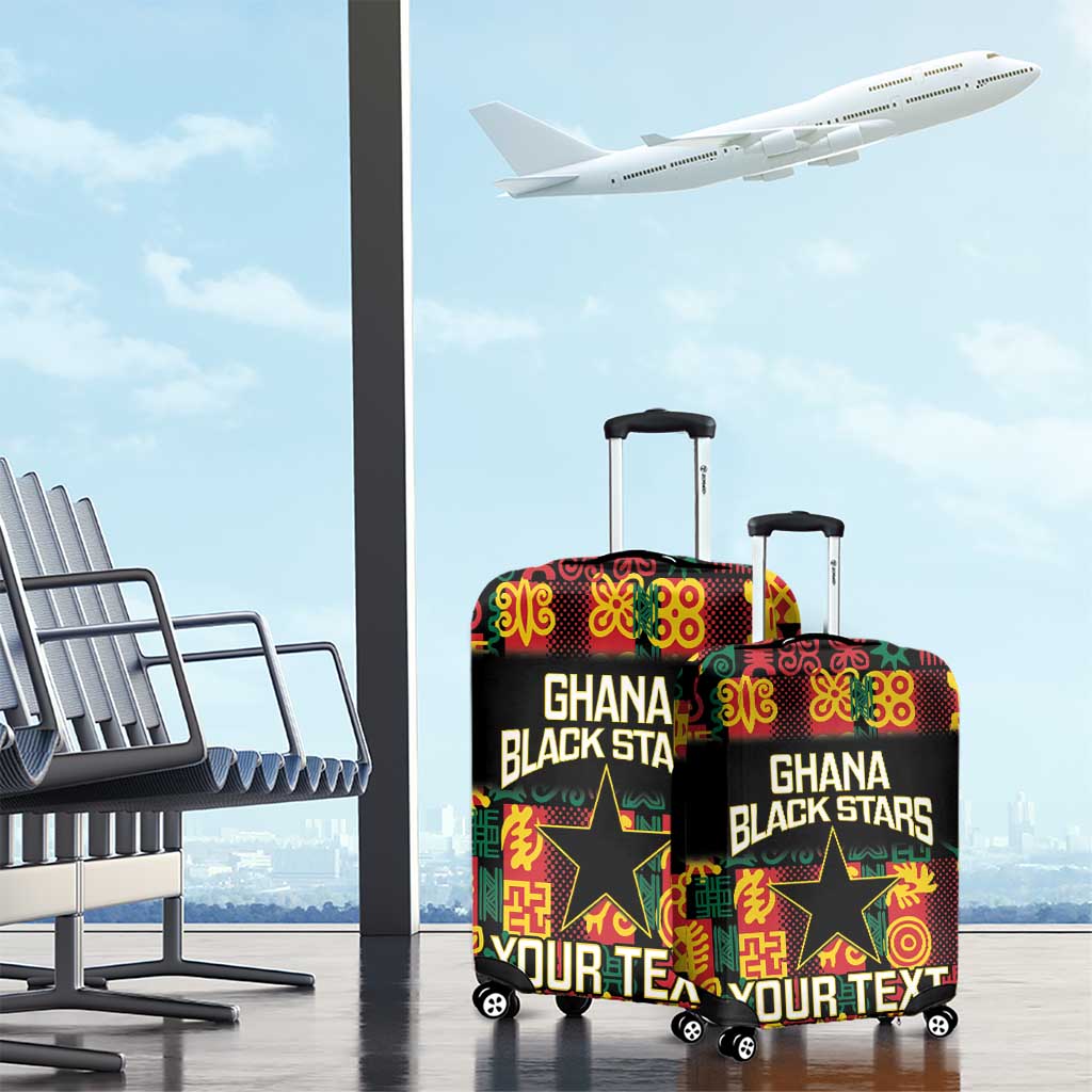 Custom Ghana Black Stars Luggage Cover Adinkra Pattern - Football Style