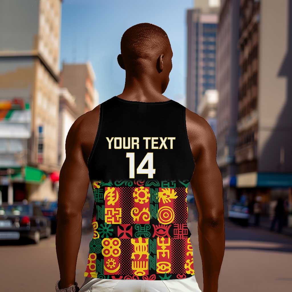 Custom Ghana Black Stars Men Tank Top Adinkra Pattern - Football Style