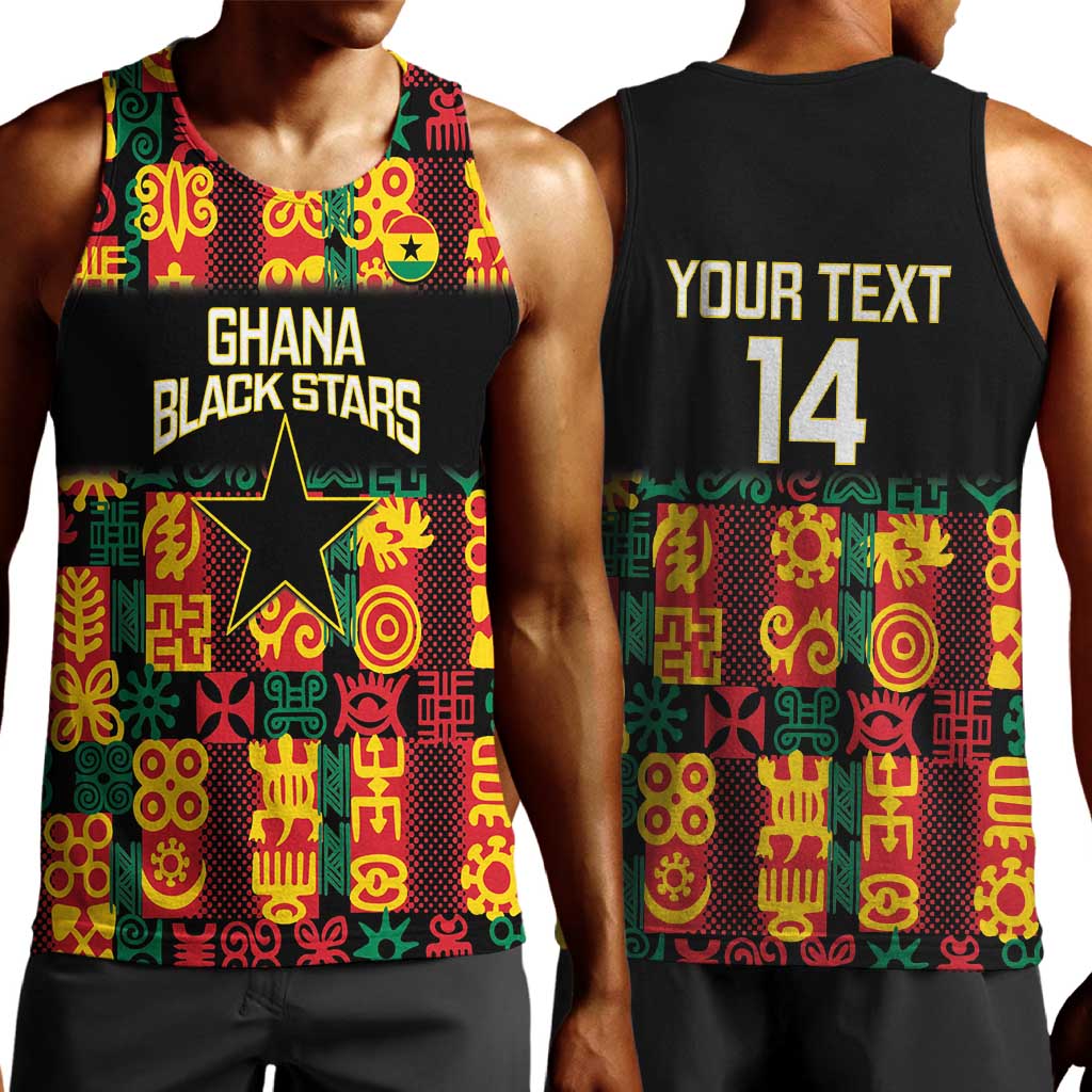 Custom Ghana Black Stars Men Tank Top Adinkra Pattern - Football Style