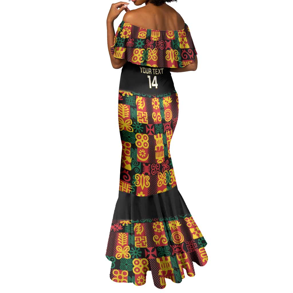 Custom Ghana Black Stars Mermaid Dress Adinkra Pattern - Football Style