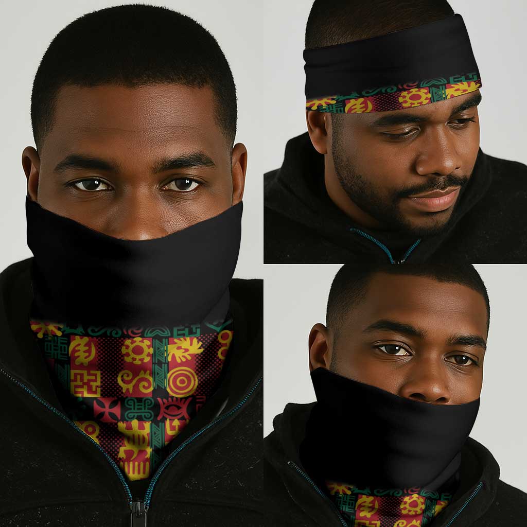 Ghana Black Stars Neck Gaiter Adinkra Pattern - Football Style - African Pride