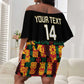 Custom Ghana Black Stars Off Shoulder Short Dress Adinkra Pattern - Football Style