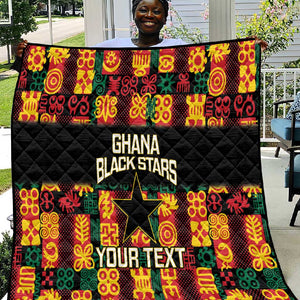 Custom Ghana Black Stars Quilt Adinkra Pattern - Football Style