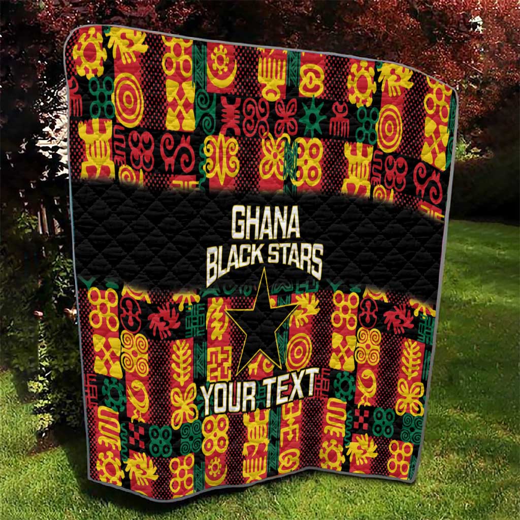 Custom Ghana Black Stars Quilt Adinkra Pattern - Football Style