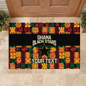 Custom Ghana Black Stars Rubber Doormat Adinkra Pattern - Football Style