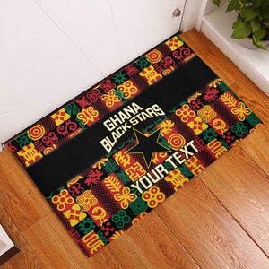 Custom Ghana Black Stars Rubber Doormat Adinkra Pattern - Football Style