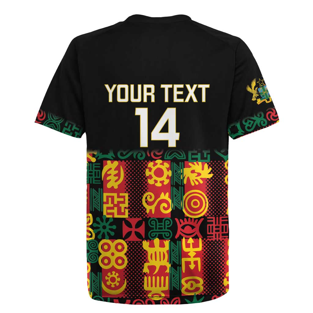 Custom Ghana Black Stars Rugby Jersey Adinkra Pattern - Football Style