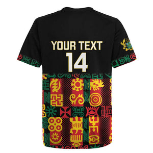 Custom Ghana Black Stars Rugby Jersey Adinkra Pattern - Football Style