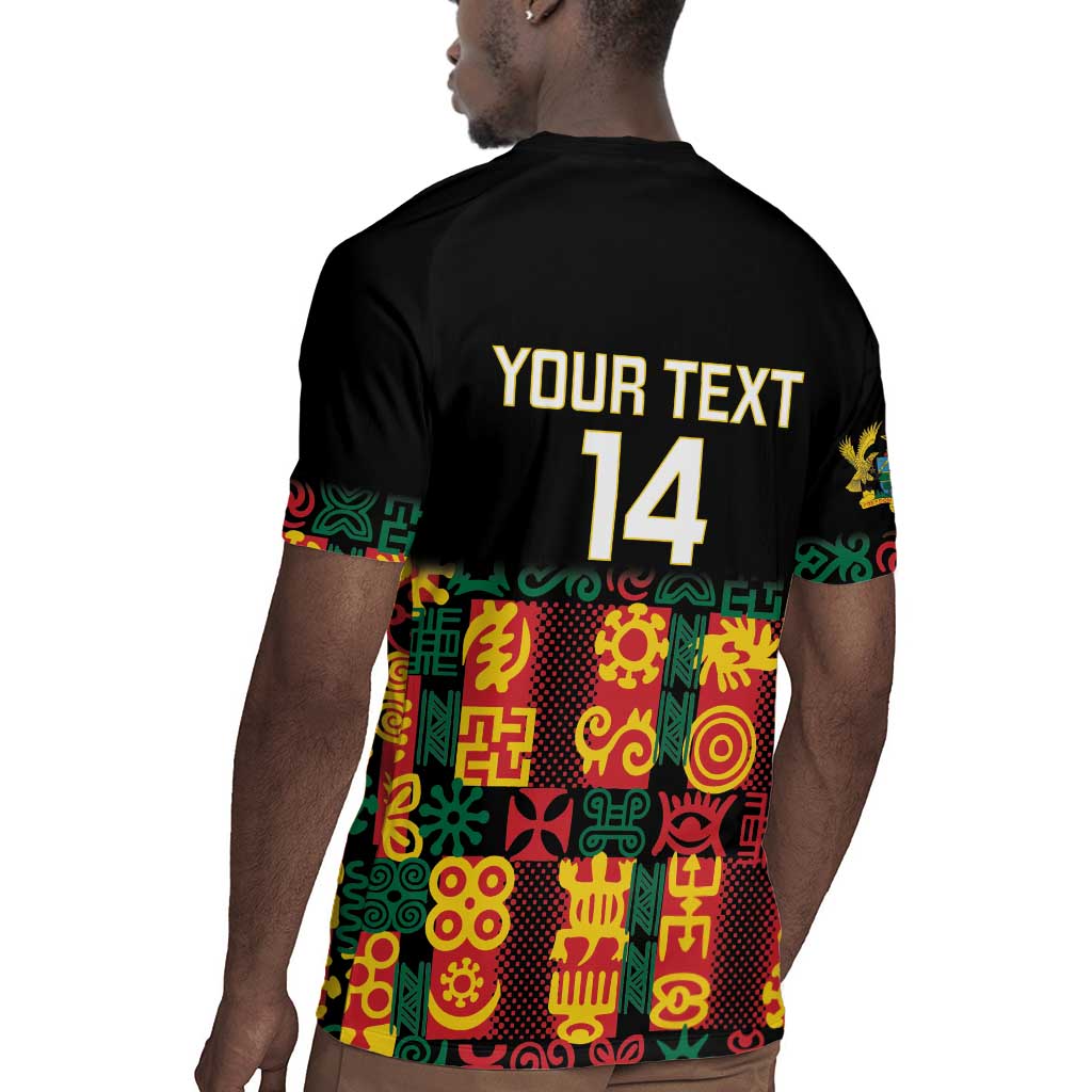 Custom Ghana Black Stars Rugby Jersey Adinkra Pattern - Football Style