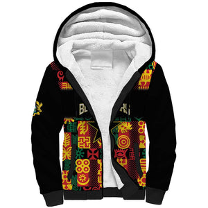 Custom Ghana Black Stars Sherpa Hoodie Adinkra Pattern - Football Style
