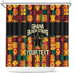 Custom Ghana Black Stars Shower Curtain Adinkra Pattern - Football Style