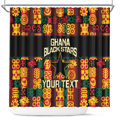 Custom Ghana Black Stars Shower Curtain Adinkra Pattern - Football Style