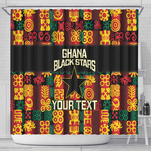 Custom Ghana Black Stars Shower Curtain Adinkra Pattern - Football Style