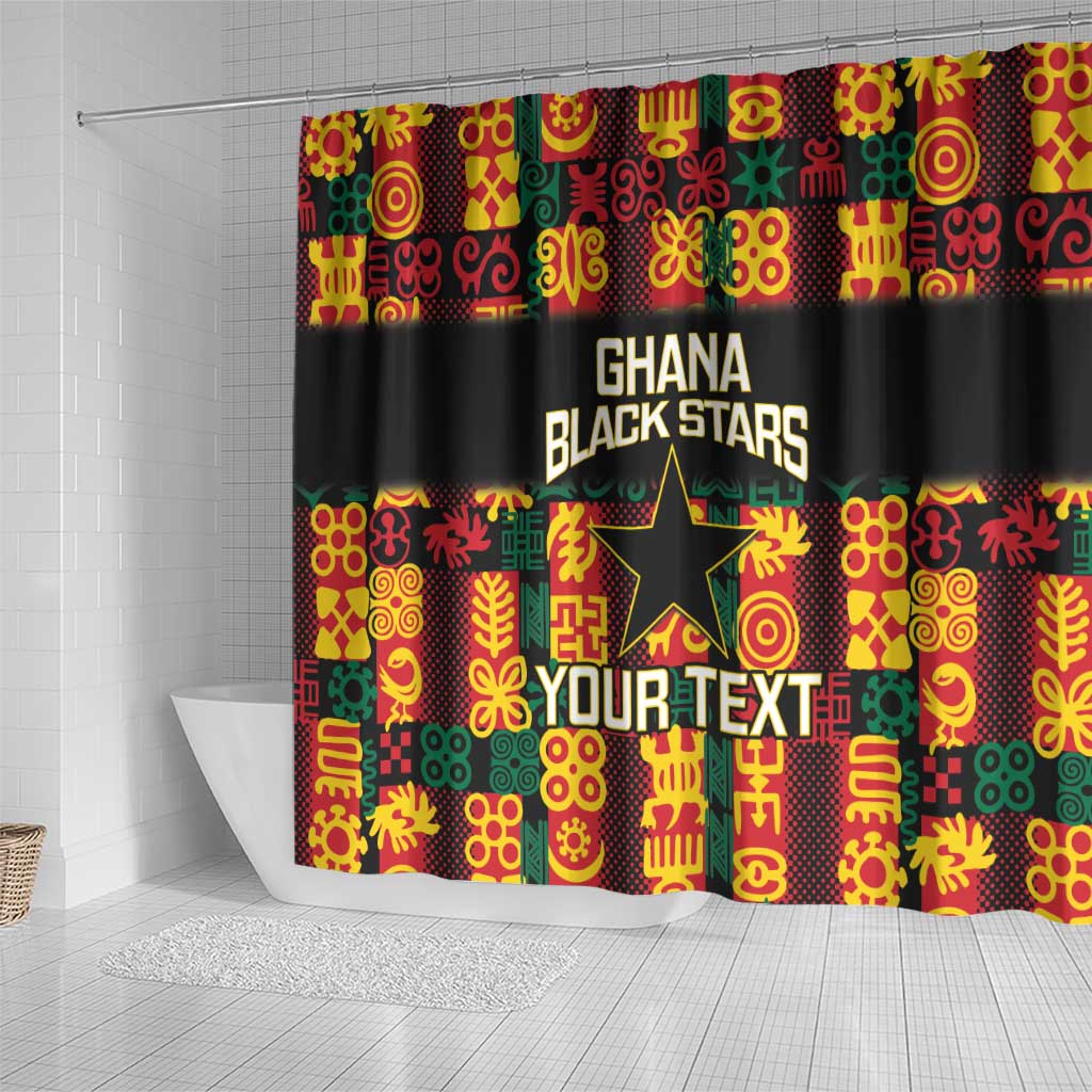 Custom Ghana Black Stars Shower Curtain Adinkra Pattern - Football Style