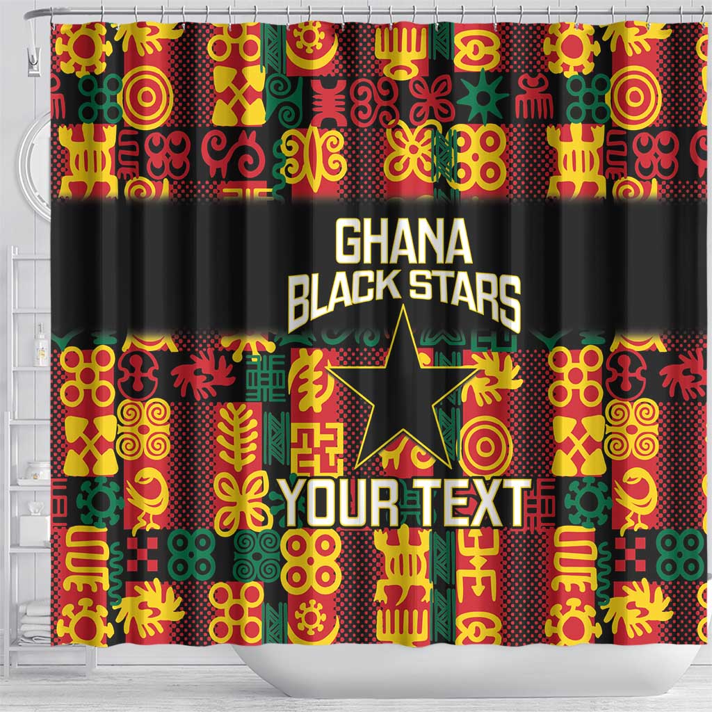 Custom Ghana Black Stars Shower Curtain Adinkra Pattern - Football Style