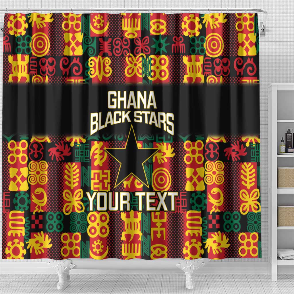 Custom Ghana Black Stars Shower Curtain Adinkra Pattern - Football Style
