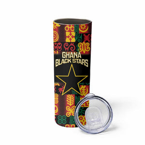 Custom Ghana Black Stars Skinny Tumbler Adinkra Pattern - Football Style
