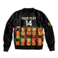 Custom Ghana Black Stars Sleeve Zip Bomber Jacket Adinkra Pattern - Football Style