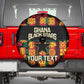 Custom Ghana Black Stars Spare Tire Cover Adinkra Pattern - Football Style