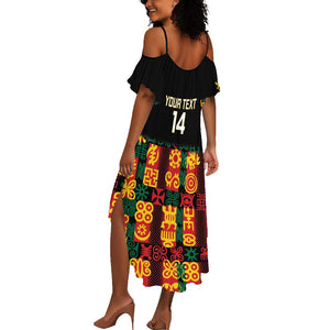 Custom Ghana Black Stars Summer Maxi Dress Adinkra Pattern - Football Style