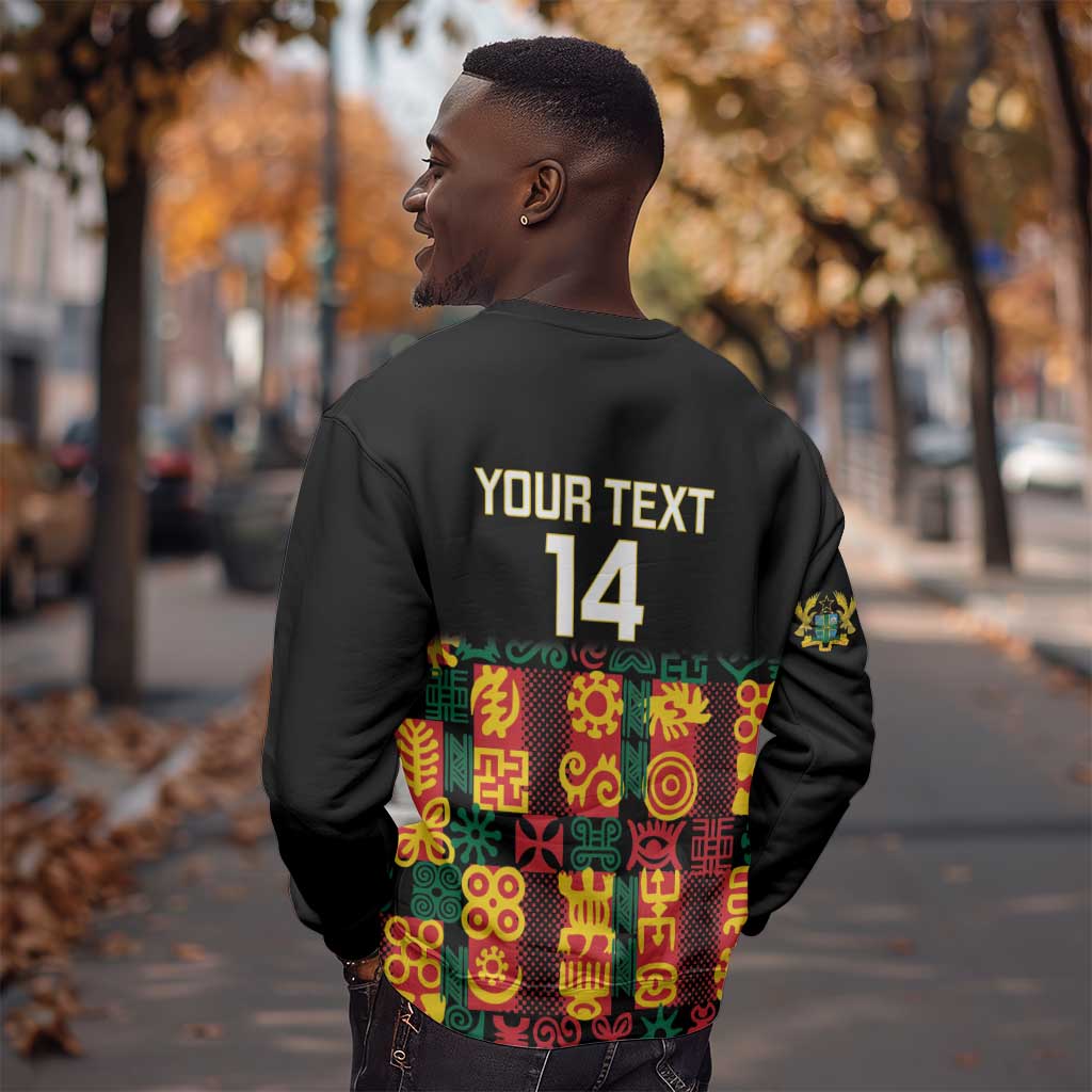 Custom Ghana Black Stars Sweatshirt Adinkra Pattern - Football Style