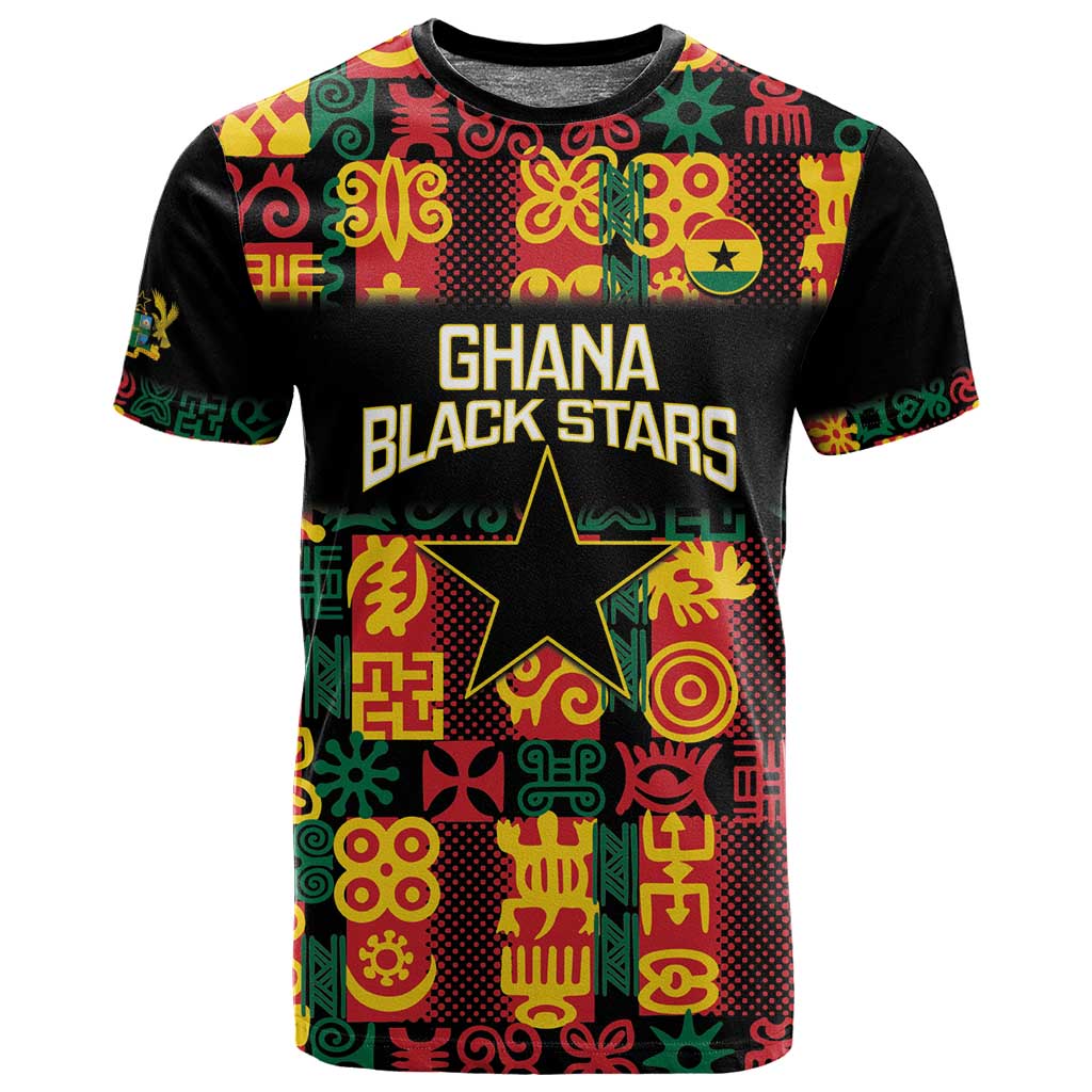 Custom Ghana Black Stars T shirt Adinkra Pattern - Football Style