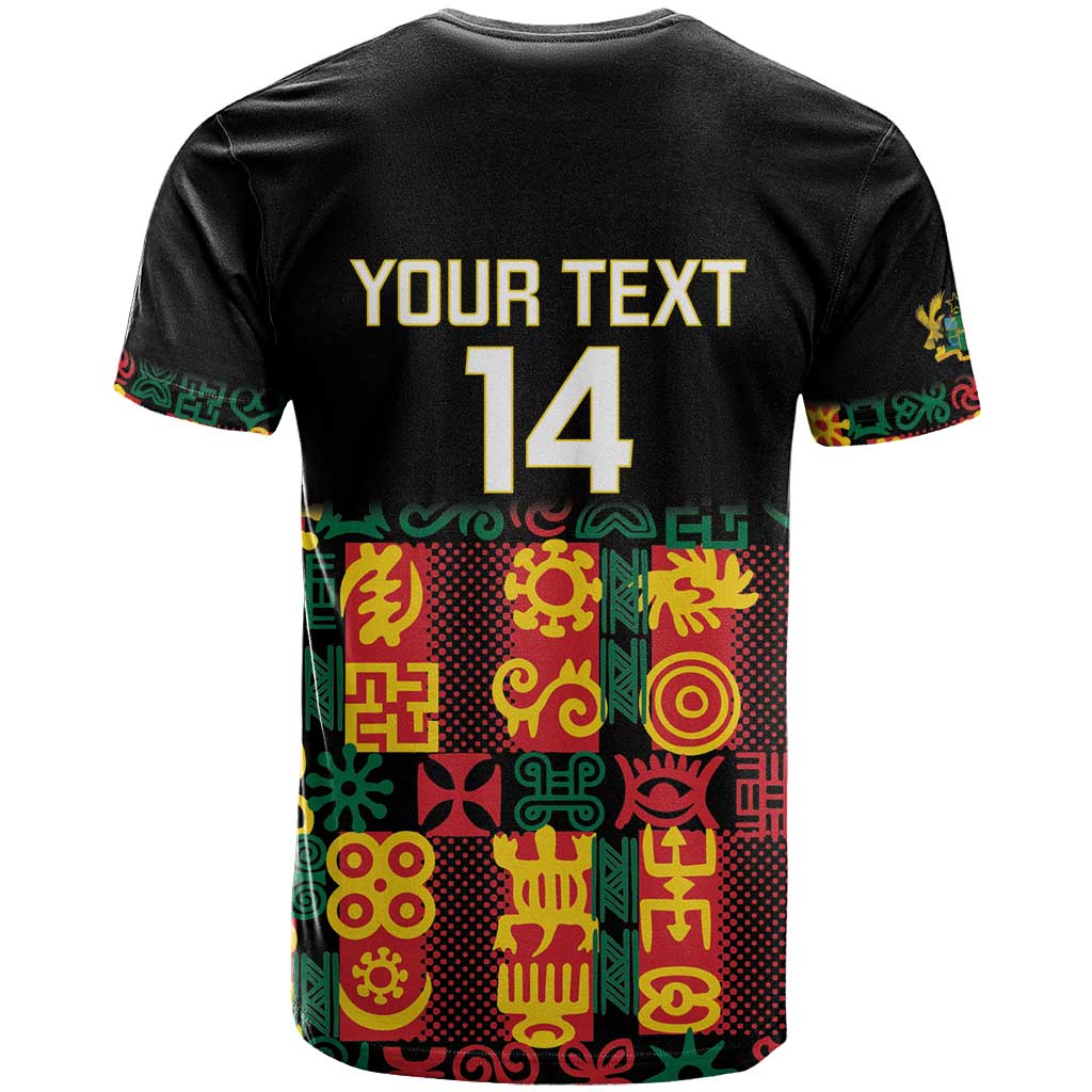 Custom Ghana Black Stars T shirt Adinkra Pattern - Football Style