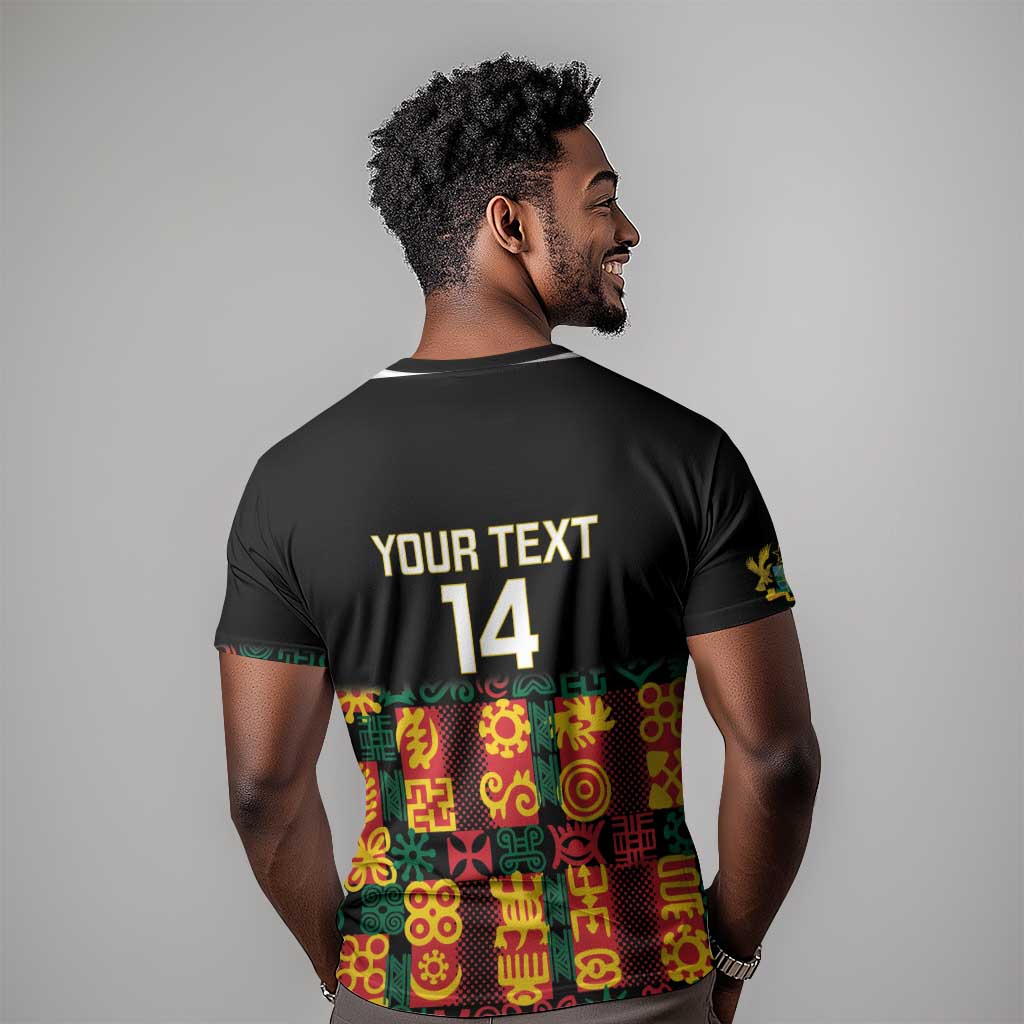 Custom Ghana Black Stars T shirt Adinkra Pattern - Football Style