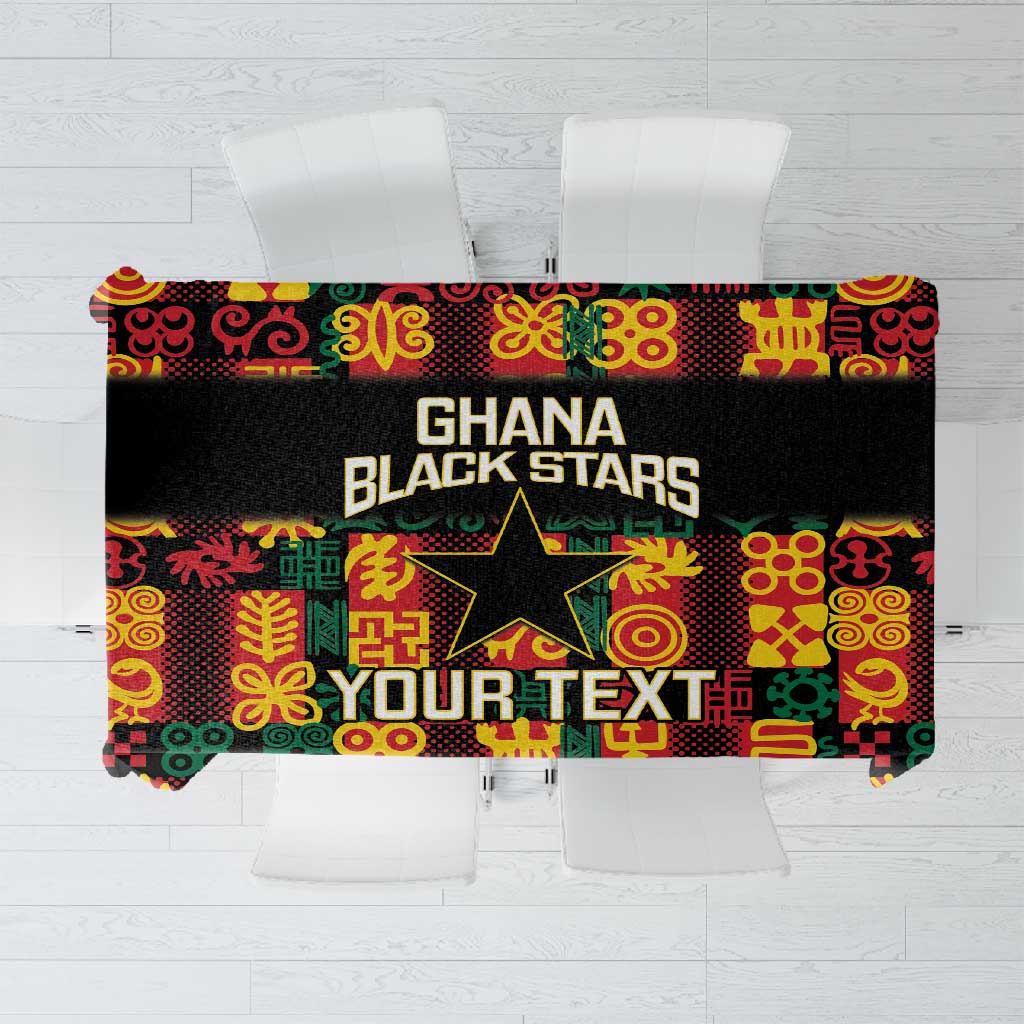 Custom Ghana Black Stars Tablecloth Adinkra Pattern - Football Style
