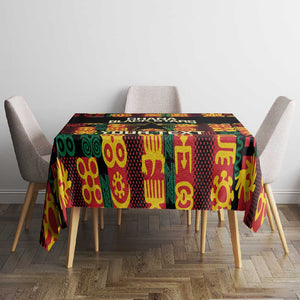 Custom Ghana Black Stars Tablecloth Adinkra Pattern - Football Style