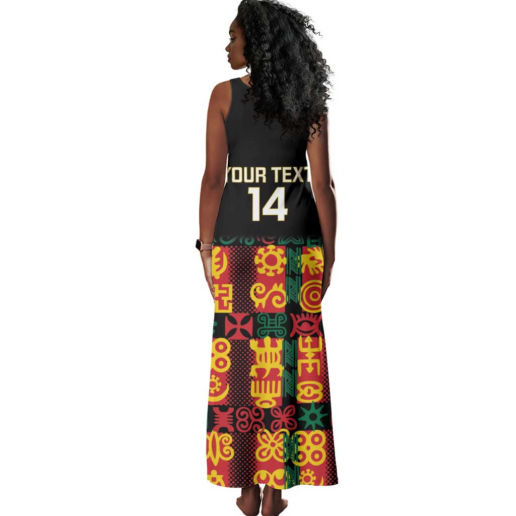 Custom Ghana Black Stars Tank Maxi Dress Adinkra Pattern - Football Style