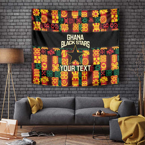 Custom Ghana Black Stars Tapestry Adinkra Pattern - Football Style