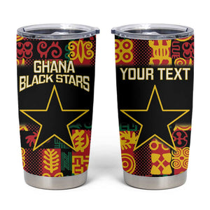 Custom Ghana Black Stars Tumbler Cup Adinkra Pattern - Football Style