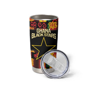 Custom Ghana Black Stars Tumbler Cup Adinkra Pattern - Football Style