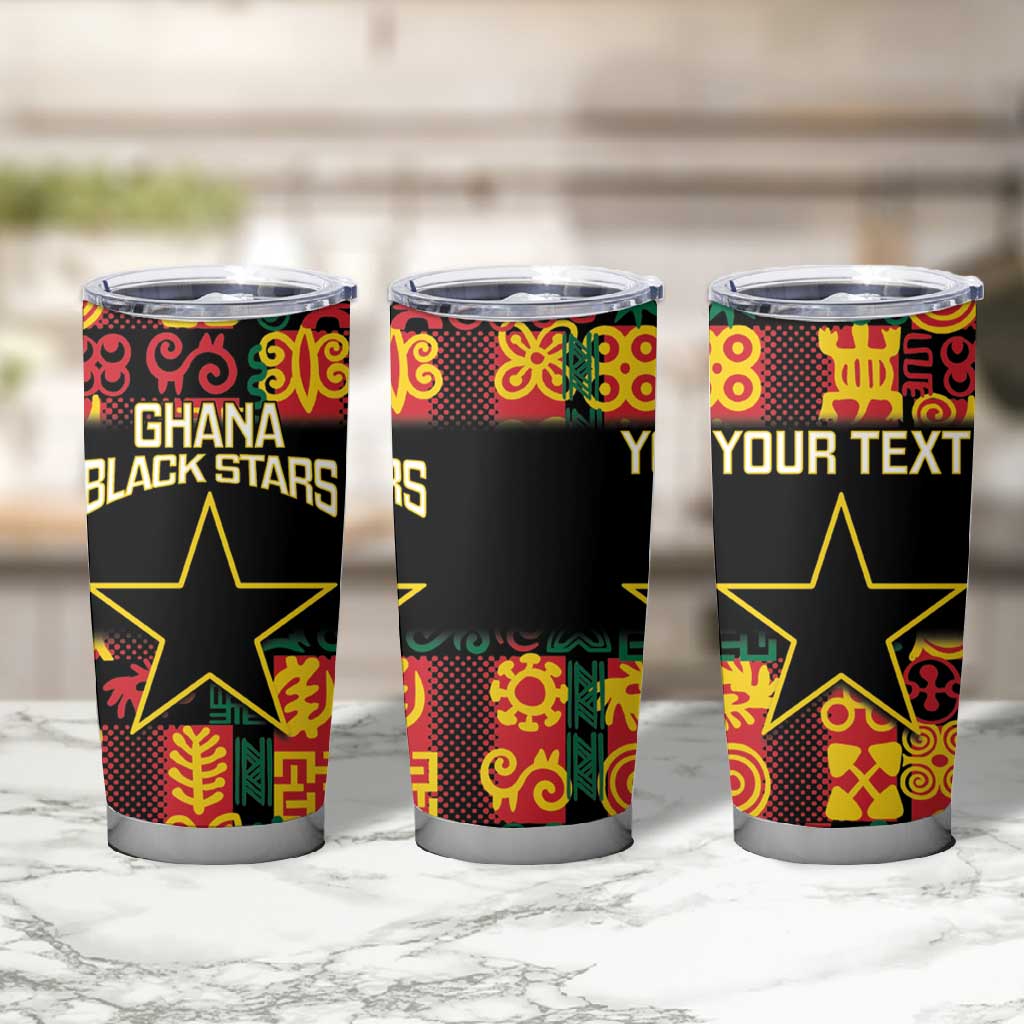 Custom Ghana Black Stars Tumbler Cup Adinkra Pattern - Football Style
