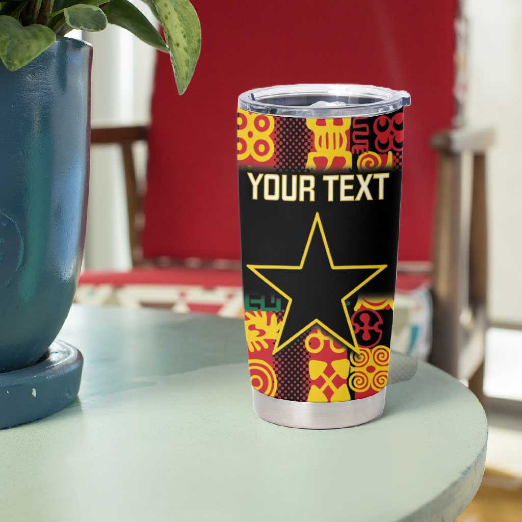 Custom Ghana Black Stars Tumbler Cup Adinkra Pattern - Football Style