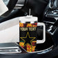 Custom Ghana Black Stars Tumbler With Handle Adinkra Pattern - Football Style